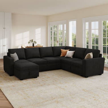 Hokku Designs Jersi 6 Storage Ottomans Sleeper - Velvet Sofa